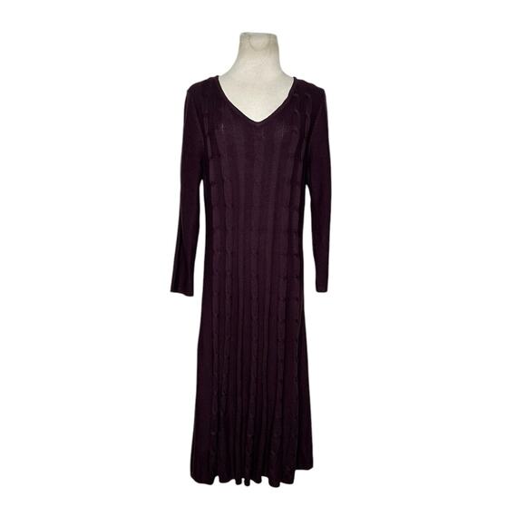 Nine West burgundy 3/4 sleeves cable knit midi dress size XL - Picture 13 of 13